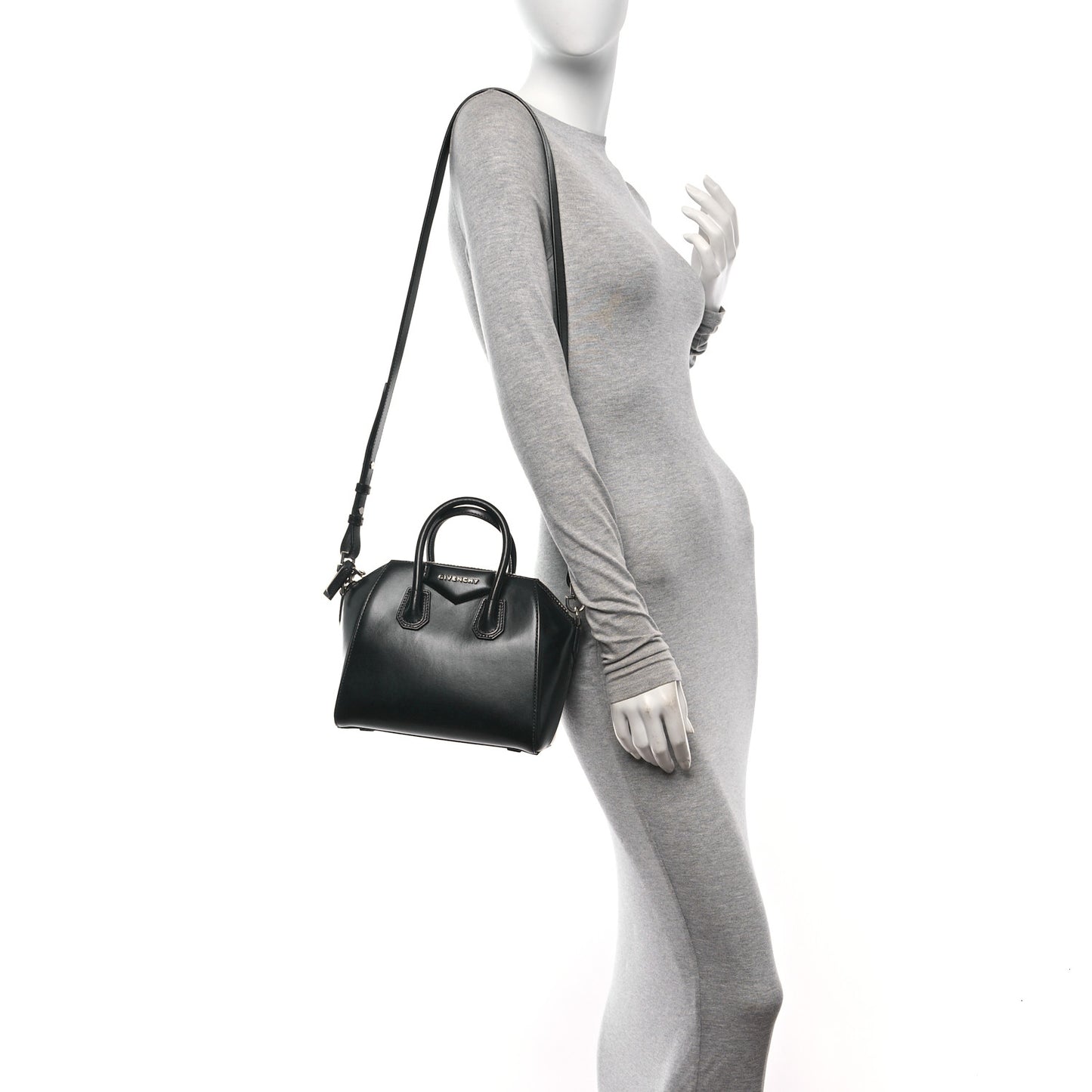 Shiny Lord Calfskin Mini Antigona Black
