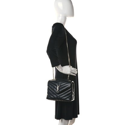 Saint Laurent Calfskin Y Quilted Monogram Small Loulou Chain Satchel Black 2 of 16