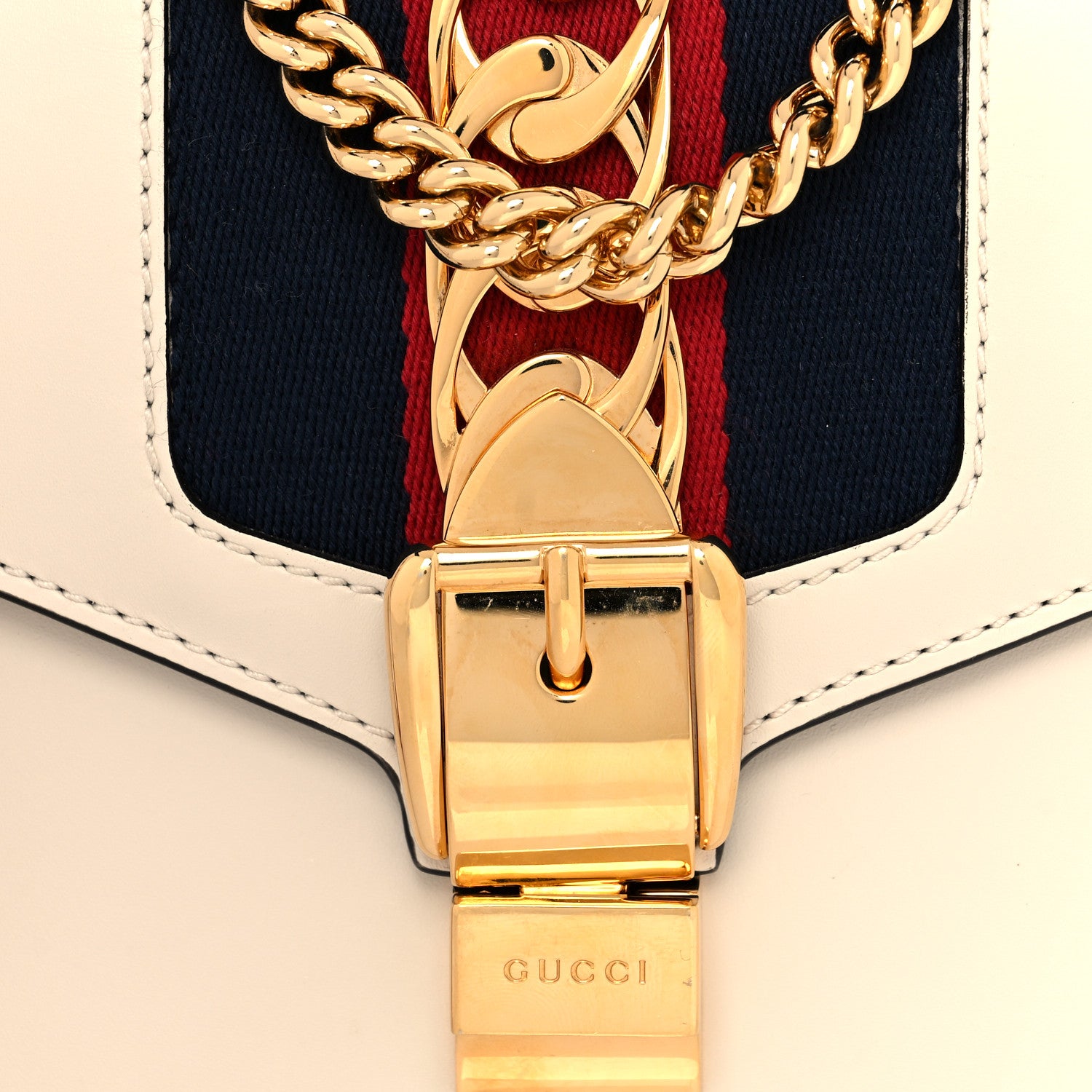 Gucci Calfskin Mini Sylvie Chain Shoulder Bag White 8 of 12