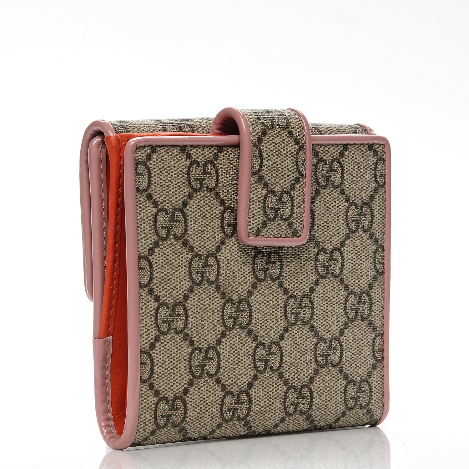 Gucci GG Supreme Monogram Bow French Flap Wallet Beige Carmine Rose New Rosette 3 of 7