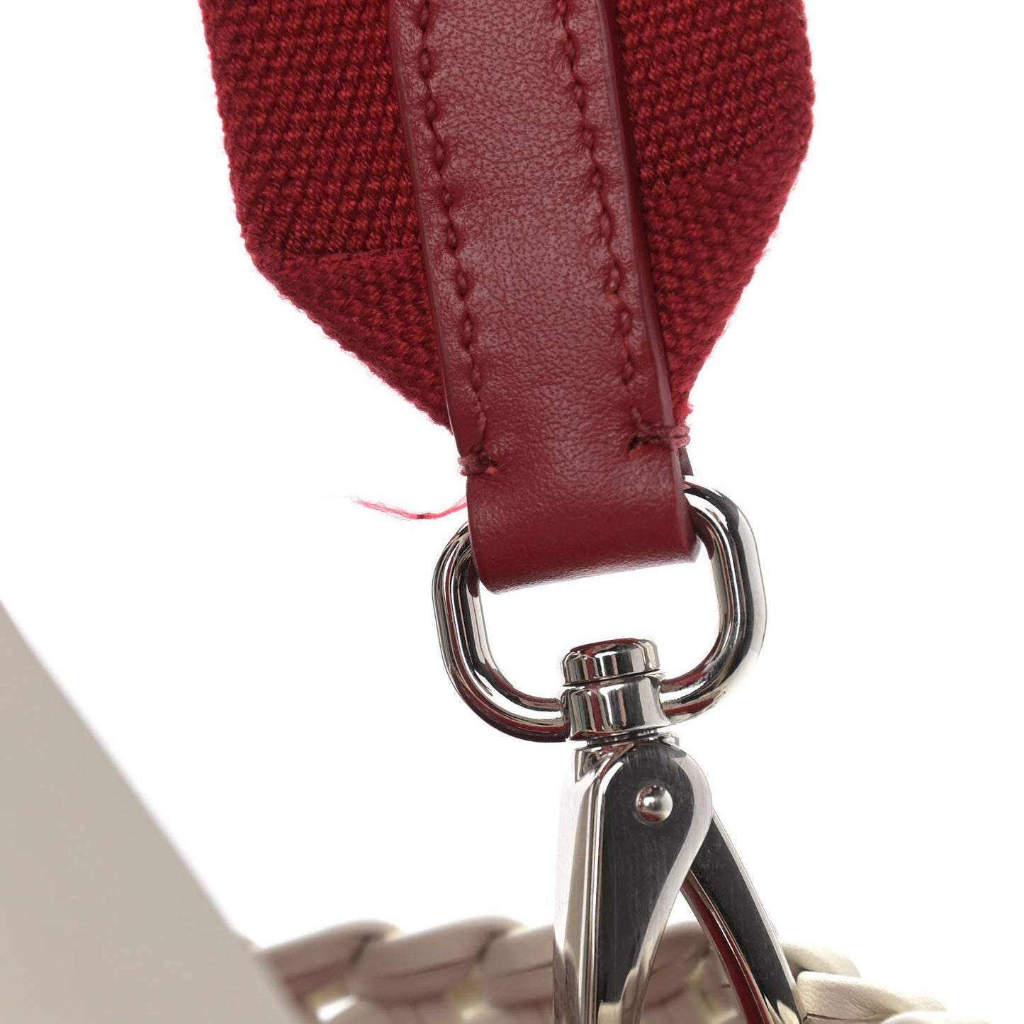 Polyurethane Calfskin Woven Tri-Color Bucket Bag Red Cream Pink