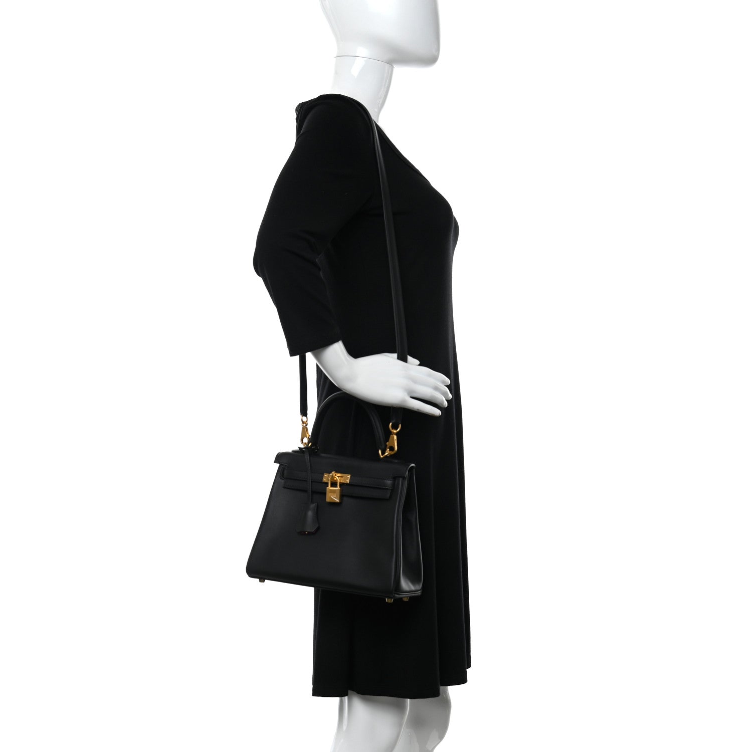 Hermes Swift Horseshoe Kelly Retourne 25 Black Rose Pourpre 2 of 11