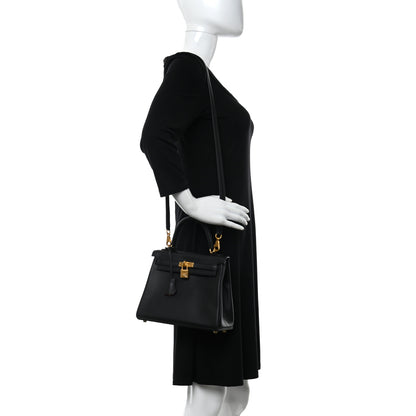 Hermes Swift Horseshoe Kelly Retourne 25 Black Rose Pourpre 2 of 11