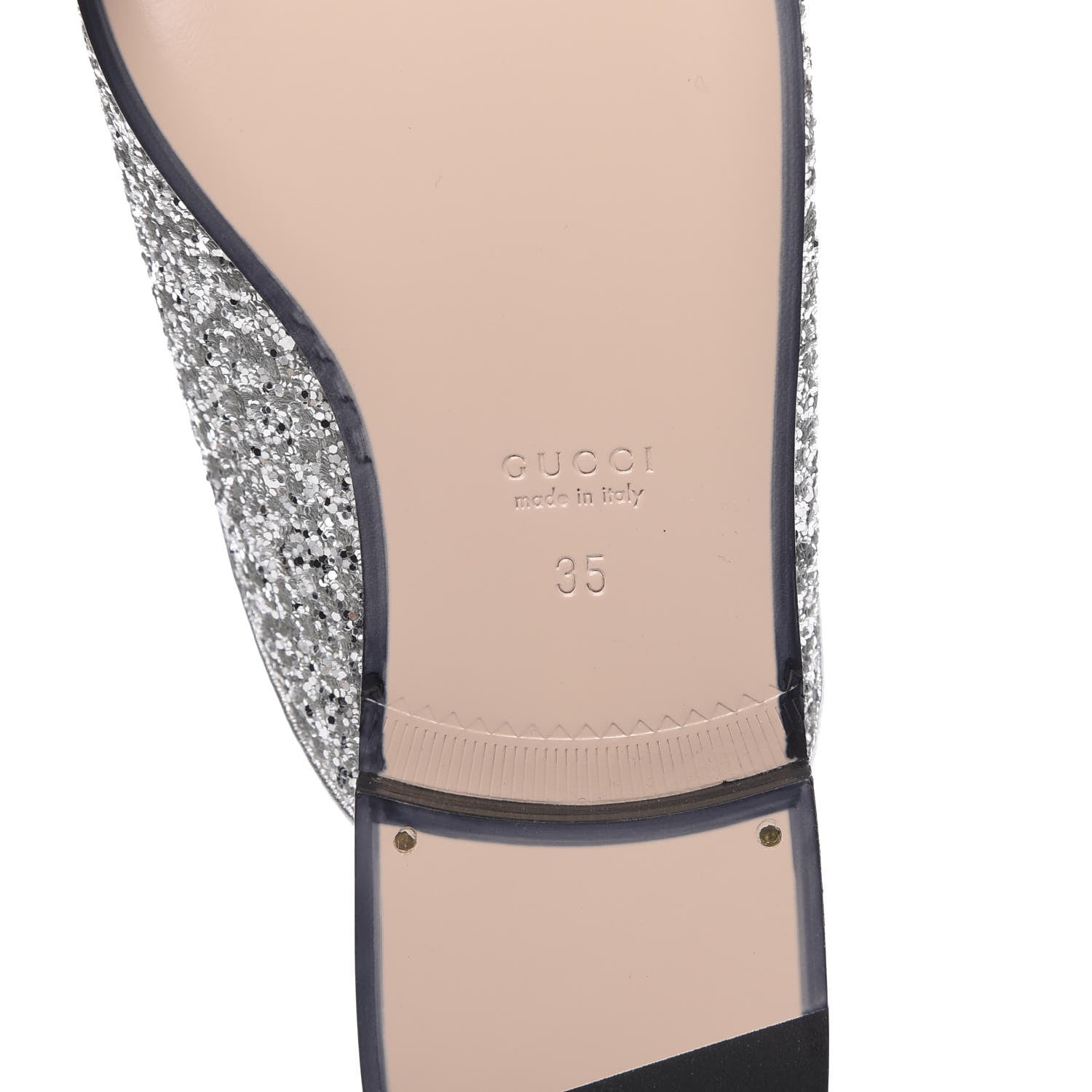 Gucci Glitter Womens Princetown Slippers 35 Silver 7 of 8