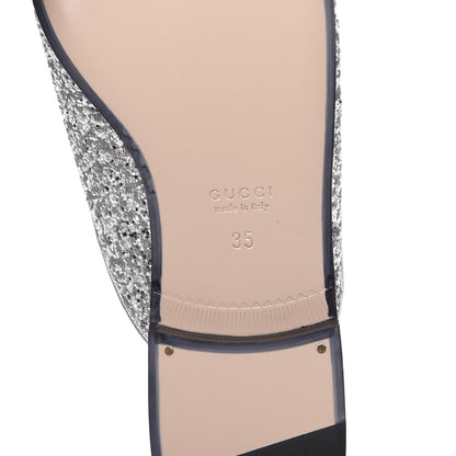 Gucci Glitter Womens Princetown Slippers 35 Silver 7 of 8