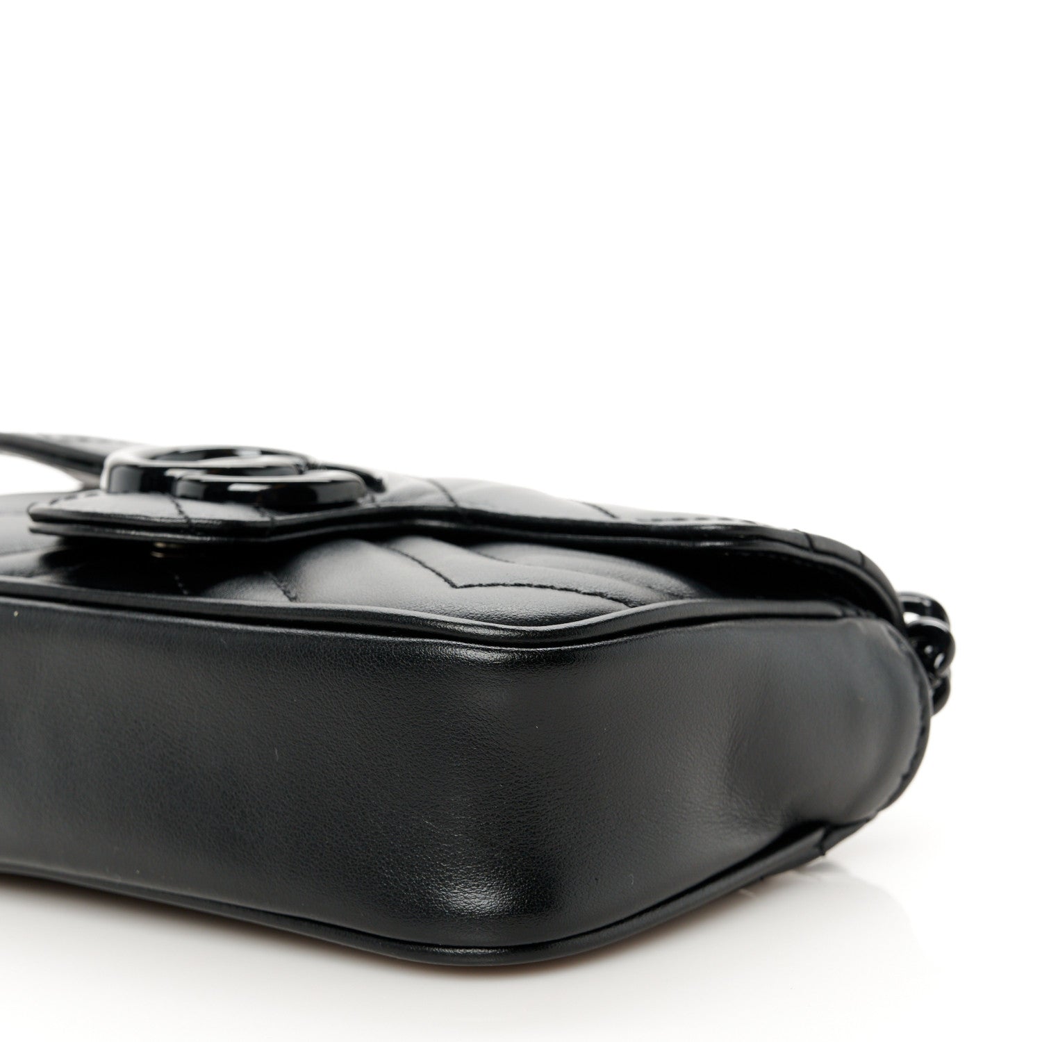 Gucci Calfskin Matelasse Monochrome GG Marmont Chain Belt Bag Black 10 of 11