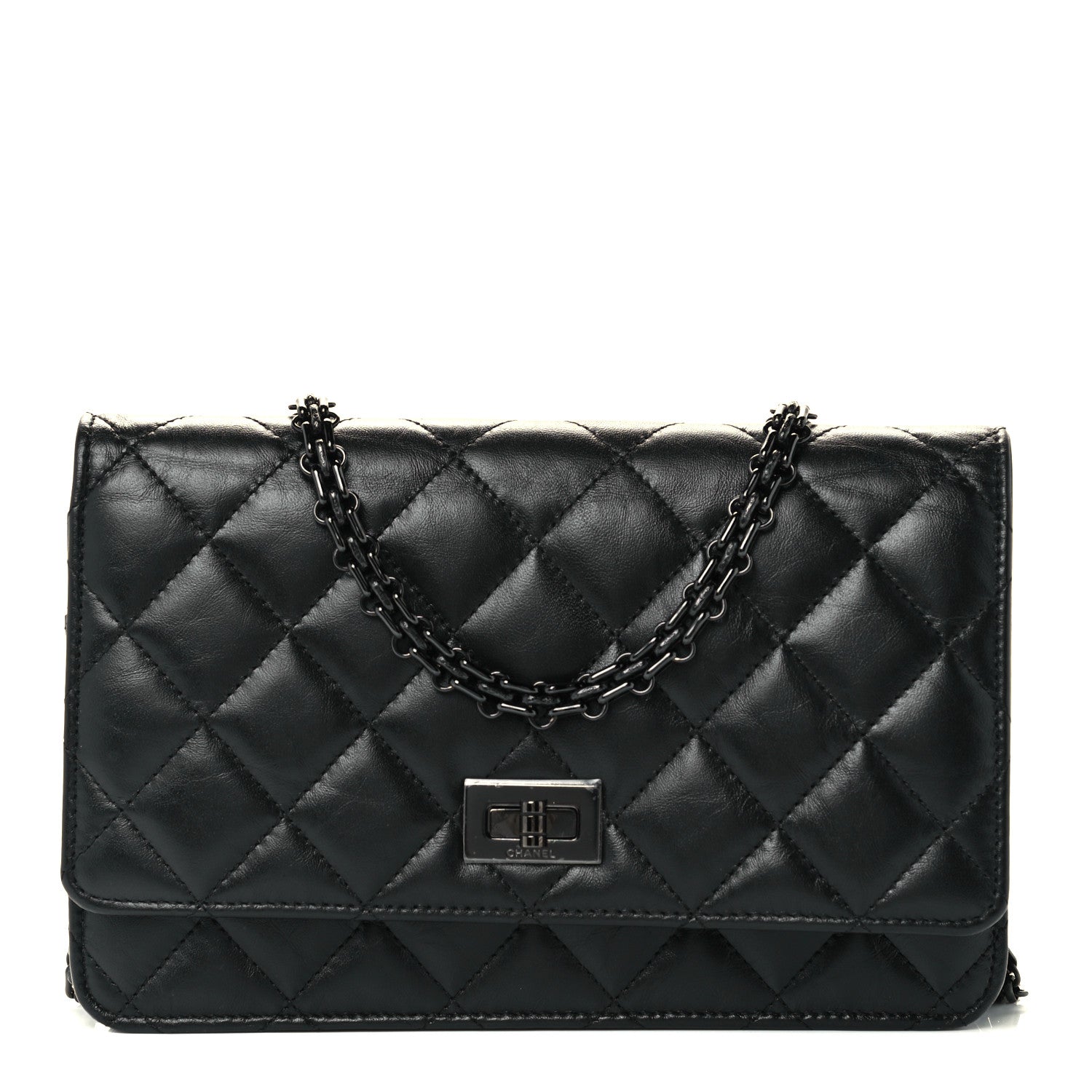 Chanel Aged Calfskin Quilted Reissue Wallet On Chain WOC So Black 1 of 11