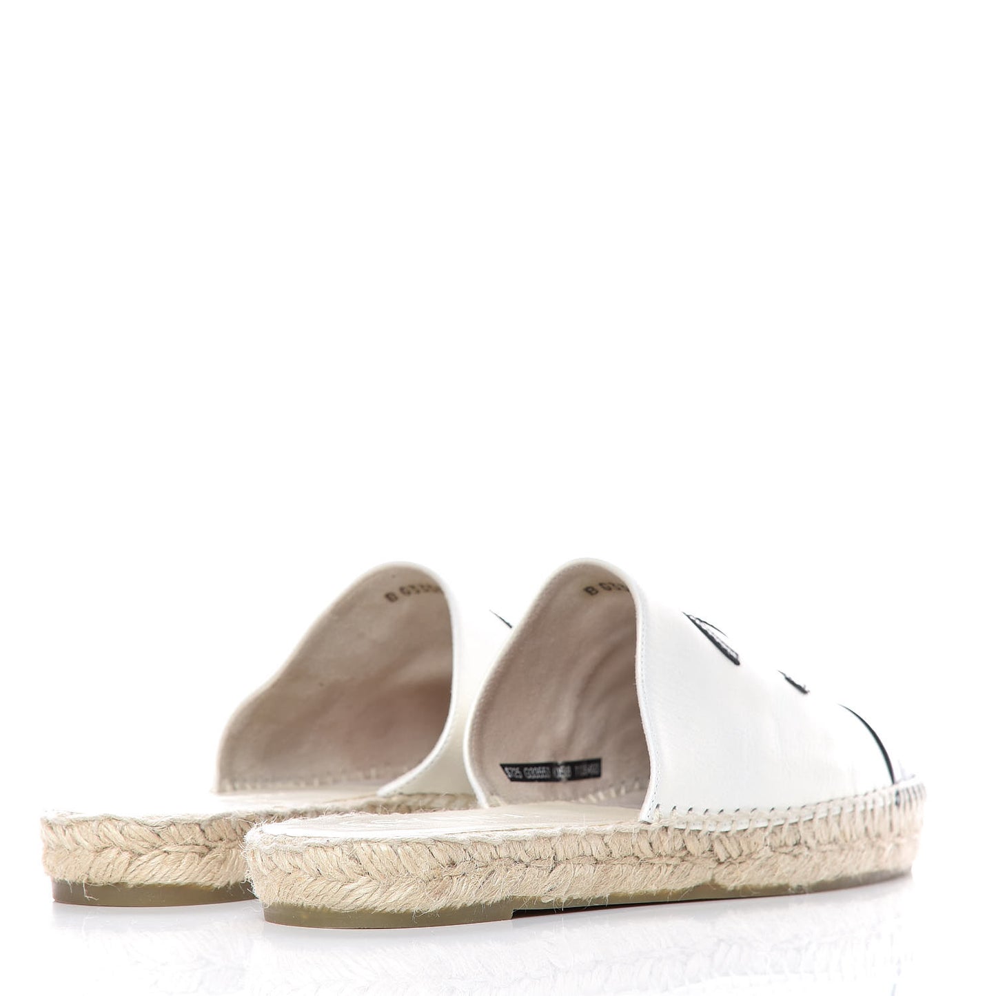 Iridescent Goatskin CC Espadrille Mules 40 Ivory Black