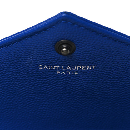 Saint Laurent Grain De Poudre Matelasse Chevron Monogram Envelope Chain Wallet Blue Majorelle 5 of 8