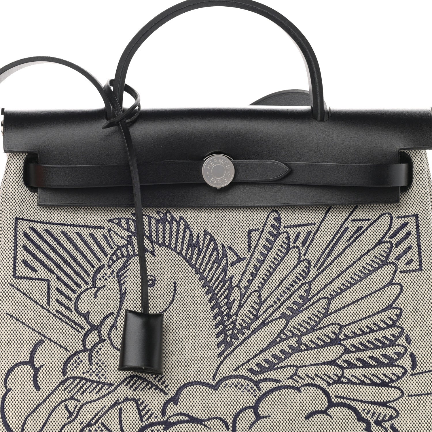 Hermes Vache Hunter Toile H Pegase Pop Herbag Zip Retourne 31 PM Bleu Indigo Ecru Black 9 of 13