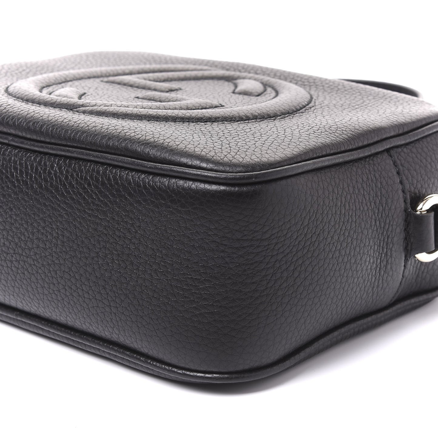 Pebbled Calfskin Small Soho Disco Bag Black