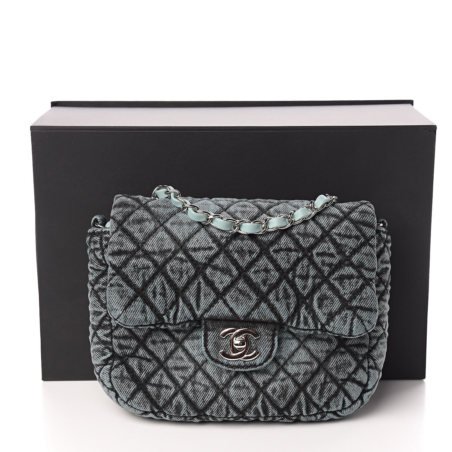 Chanel Denim Quilted Small Denimpression Flap Blue Black 10 of 10