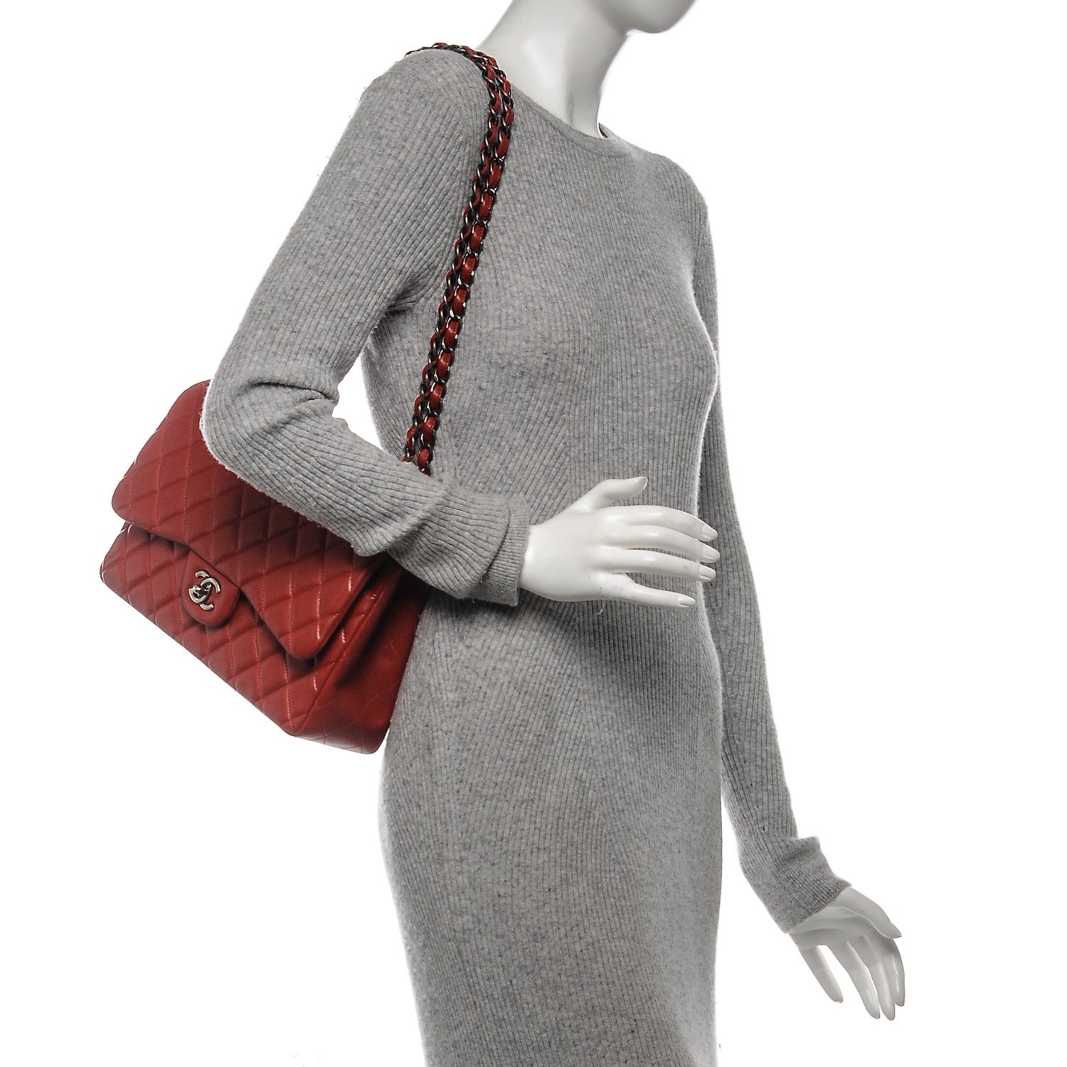 Chanel Lambskin Quilted Jumbo Double Flap Red 2 of 10
