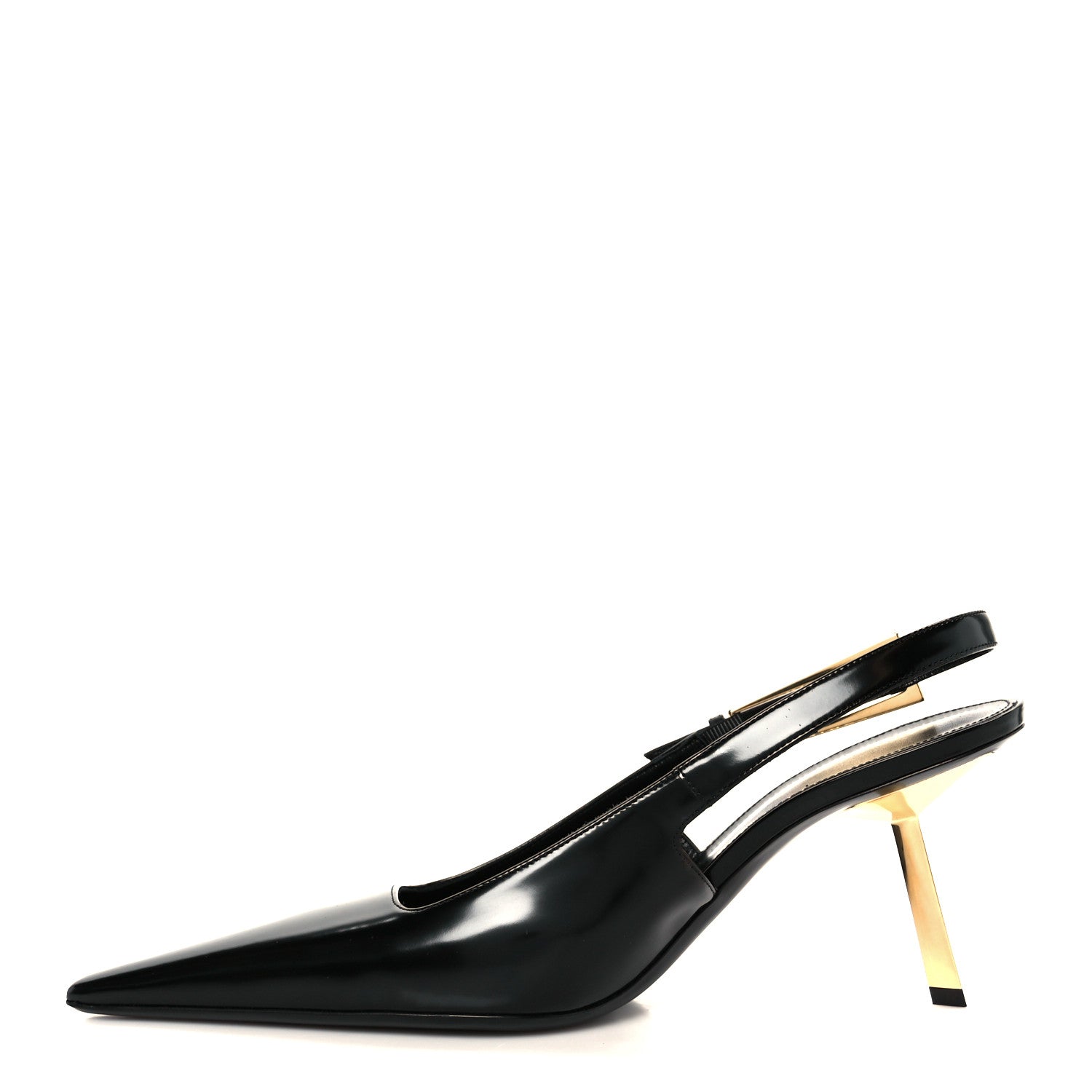 Saint Laurent Glazed Calfskin Lee Slingback Pumps 41 Black 1 of 11