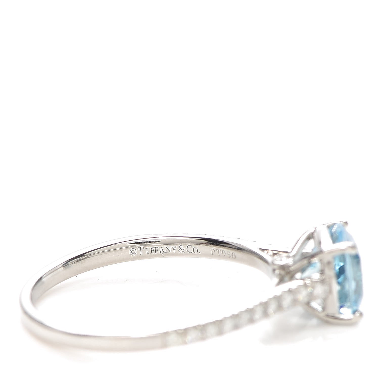 Tiffany Platinum Diamond Aquamarine 1.00ct Legacy Ring 54 7 5 of 6