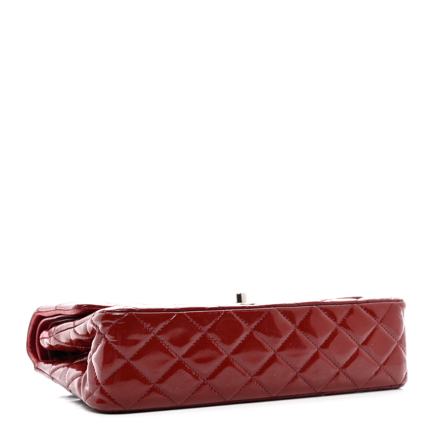 Chanel Patent Calfskin Quilted Medium Double Flap Dark Red 4 of 18