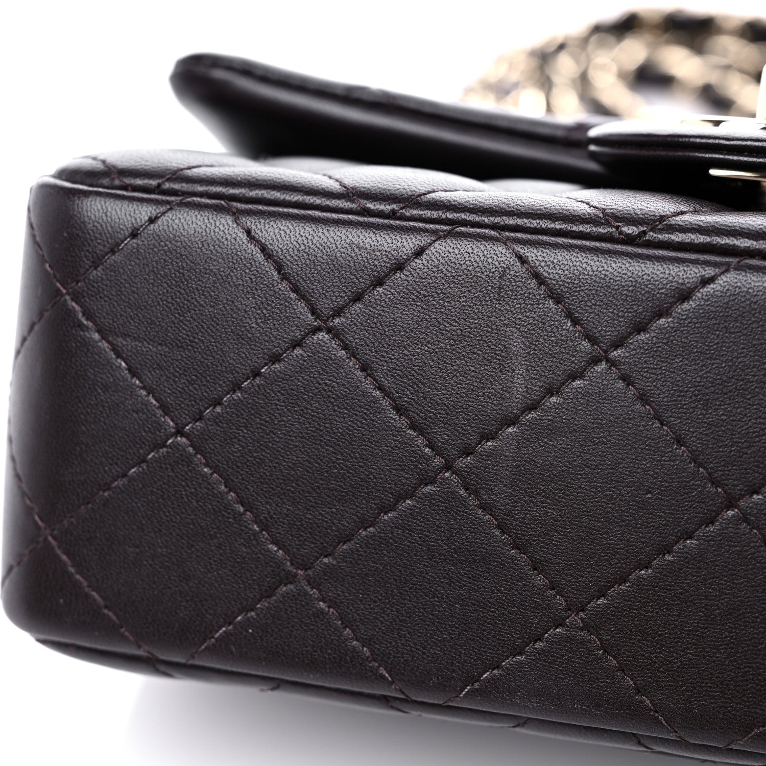 Chanel Lambskin Quilted Mini Rectangular Flap Dark Brown 11 of 11