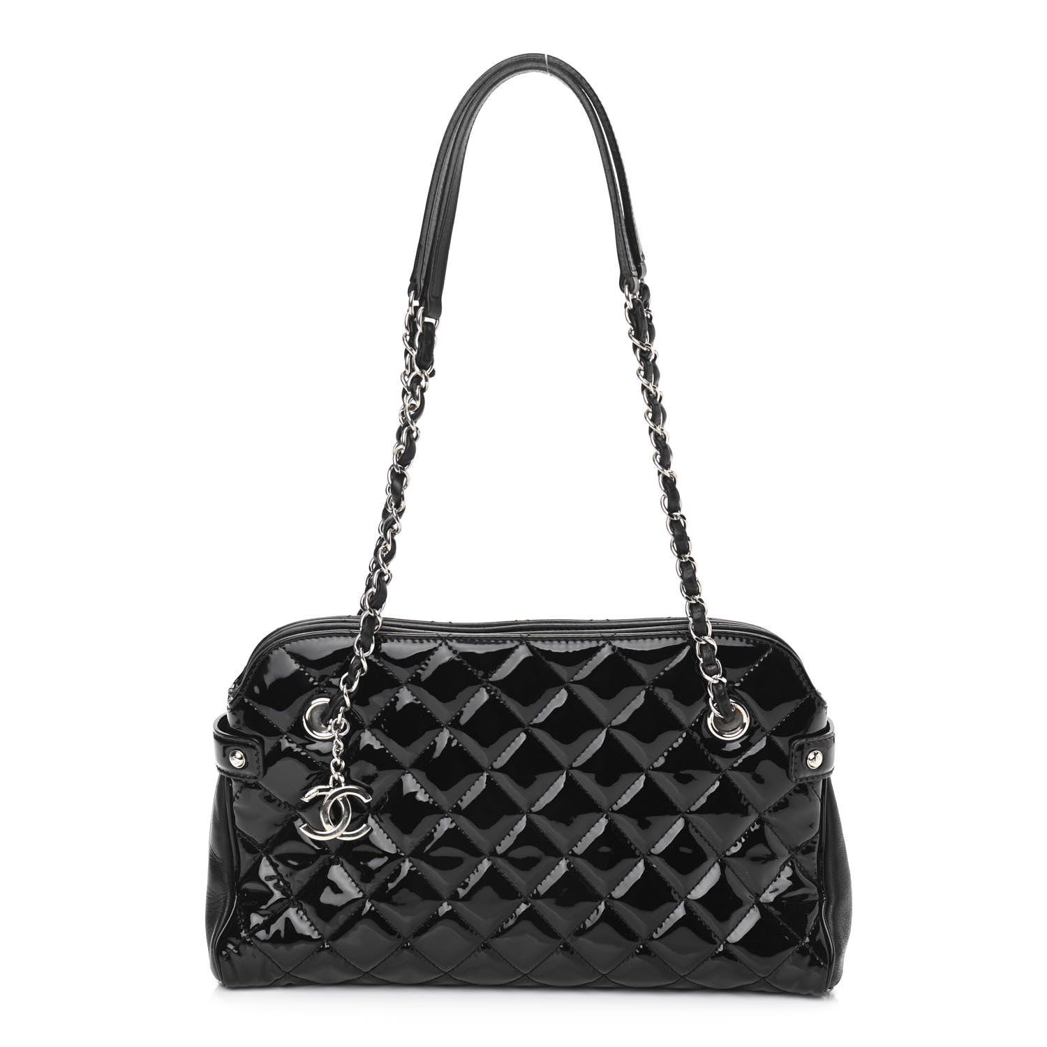 Chanel Patent Quilted Medium Just Mademoiselle Bowling Bag Black 1 of 12