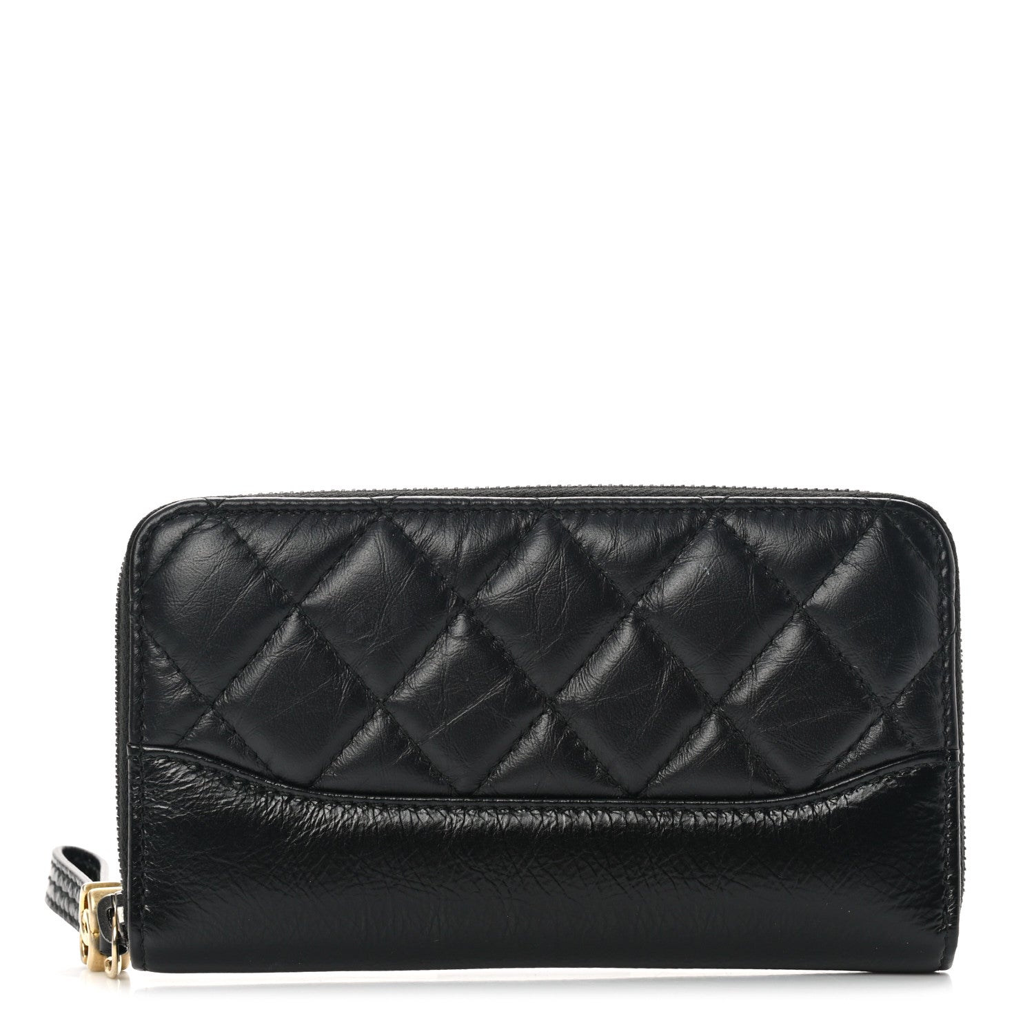 Chanel Aged Calfskin Quilted Small Gabrielle Zip Around Wallet Black 1 of 13