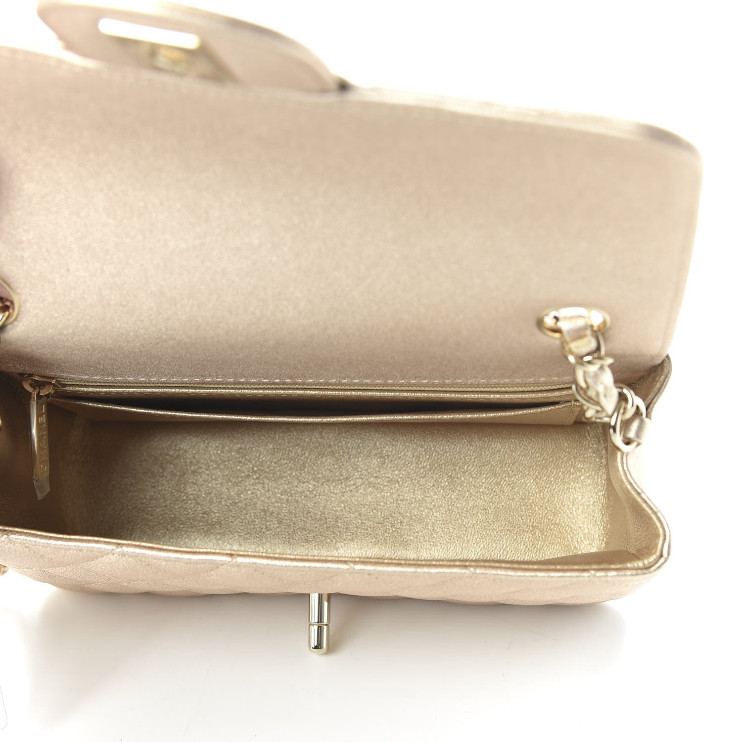 Chanel Metallic Lambskin Quilted Mini Rectangular Flap Gold 5 of 10