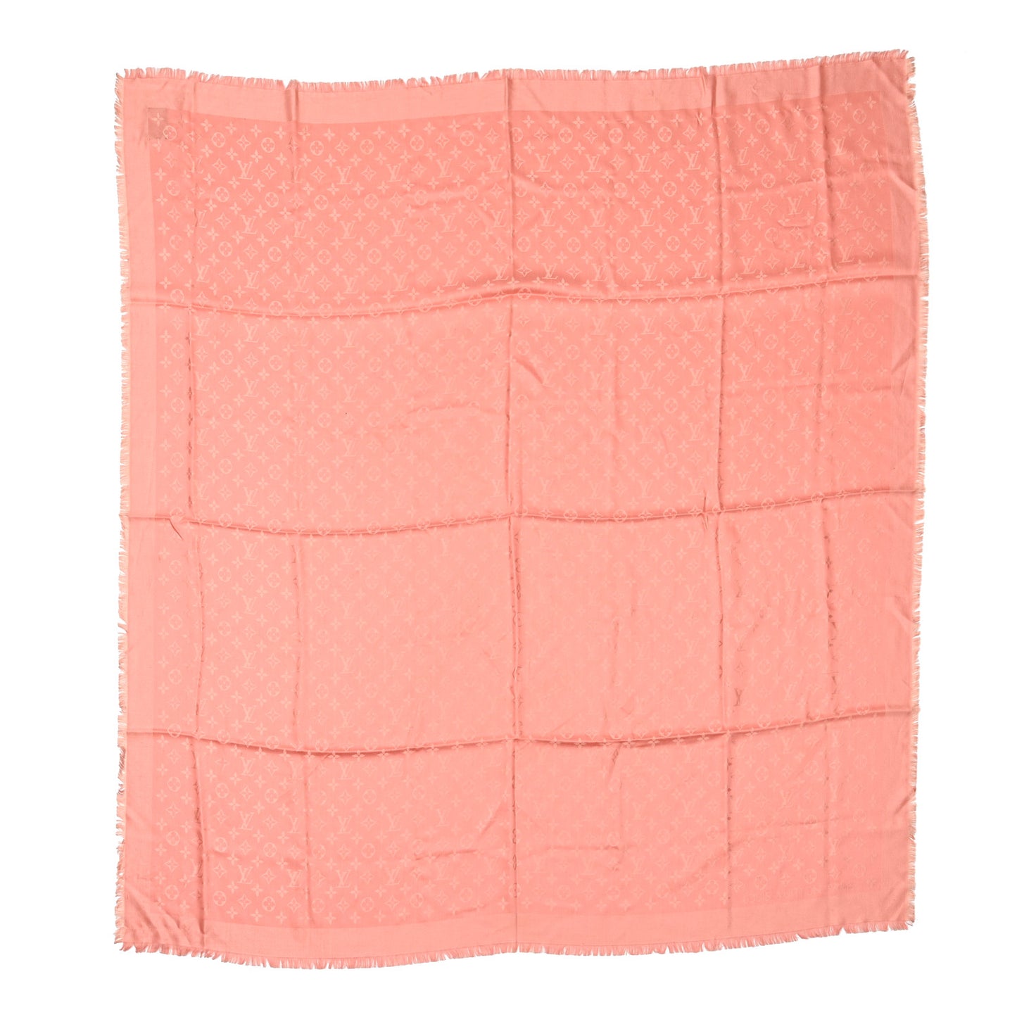 Silk Wool Monogram Shawl Corail