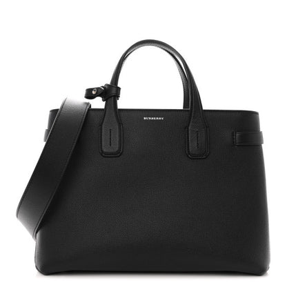 Burberry Grainy Calfskin House Check Medium Banner Tote Black 1 of 10