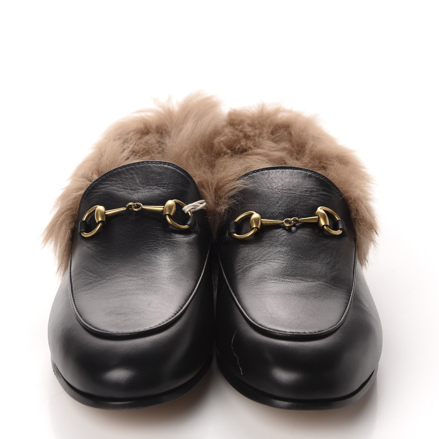 Gucci Malaga Kid Fur Womens Jordaan Loafers 40 Black Natural 2 of 9