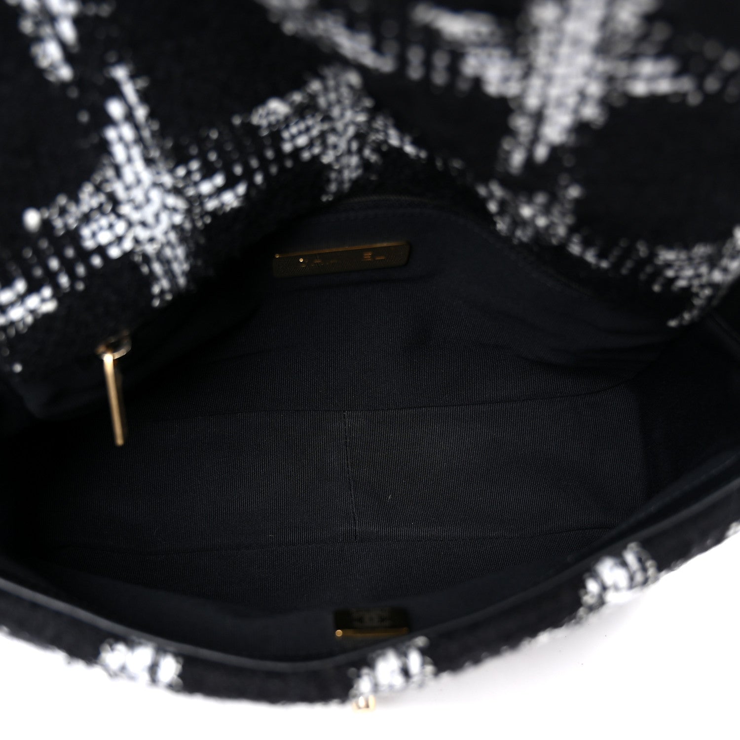 Chanel Tweed Quilted Medium Chanel 19 Flap Black White 5 of 10