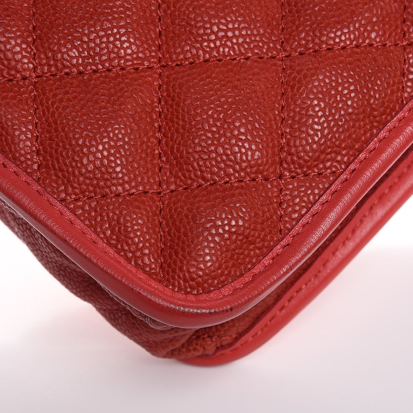 Caviar Quilted Mini French Riviera Flap Red