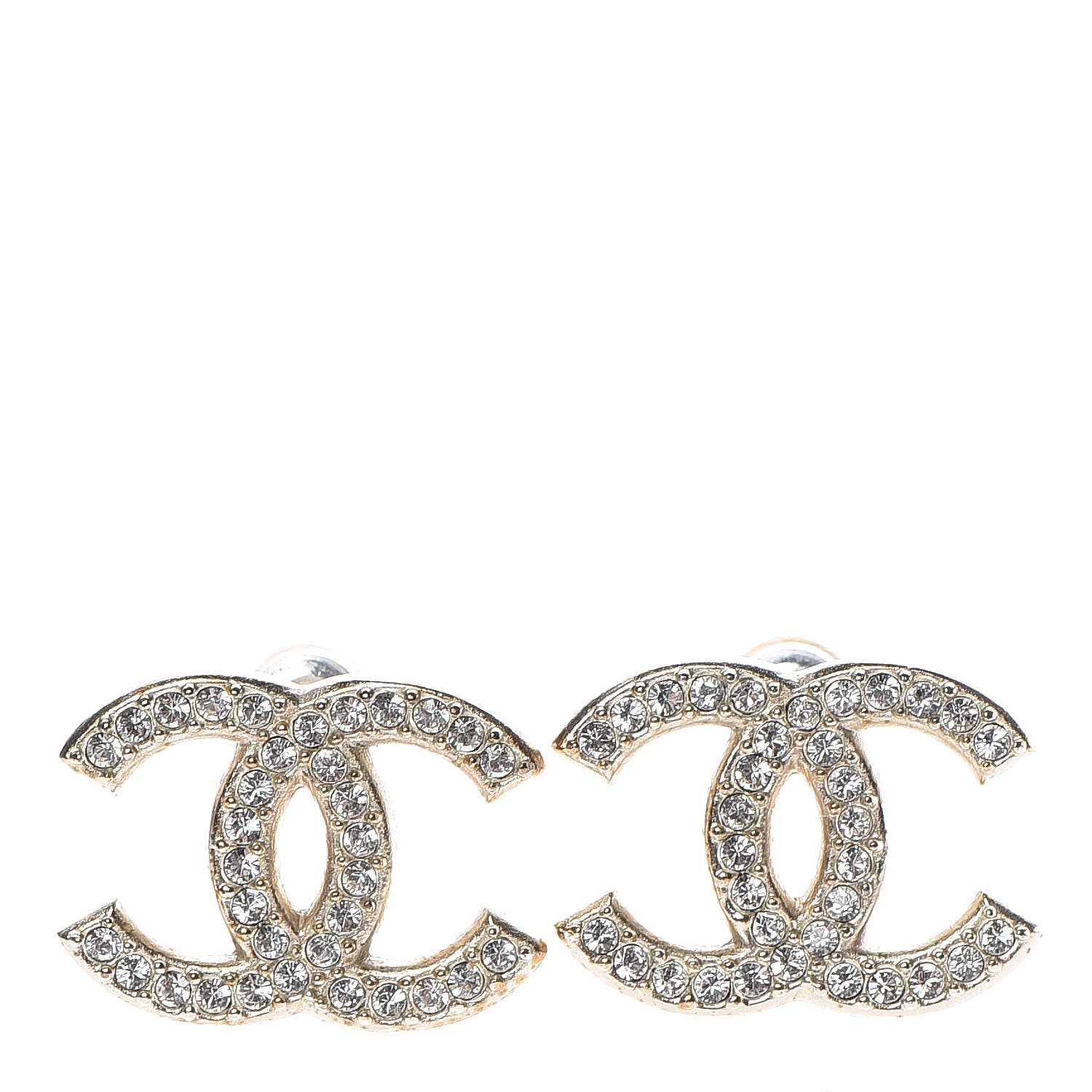 Chanel Crystal CC Earrings Gold 1 of 4