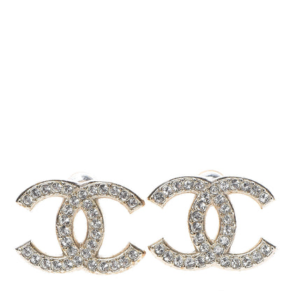 Chanel Crystal CC Earrings Gold 1 of 4