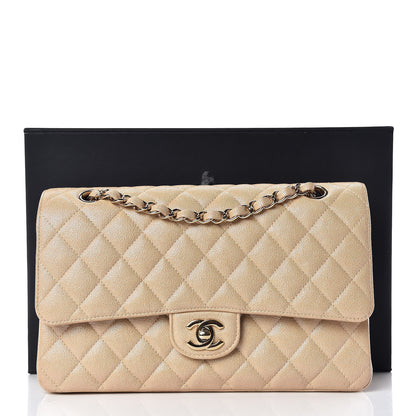 Chanel Iridescent Caviar Quilted Medium Double Flap Beige 12 of 12