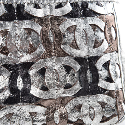 Chanel Metallic Crackled Calfskin Medium CC Mix Flap Silver Gold 16 of 17