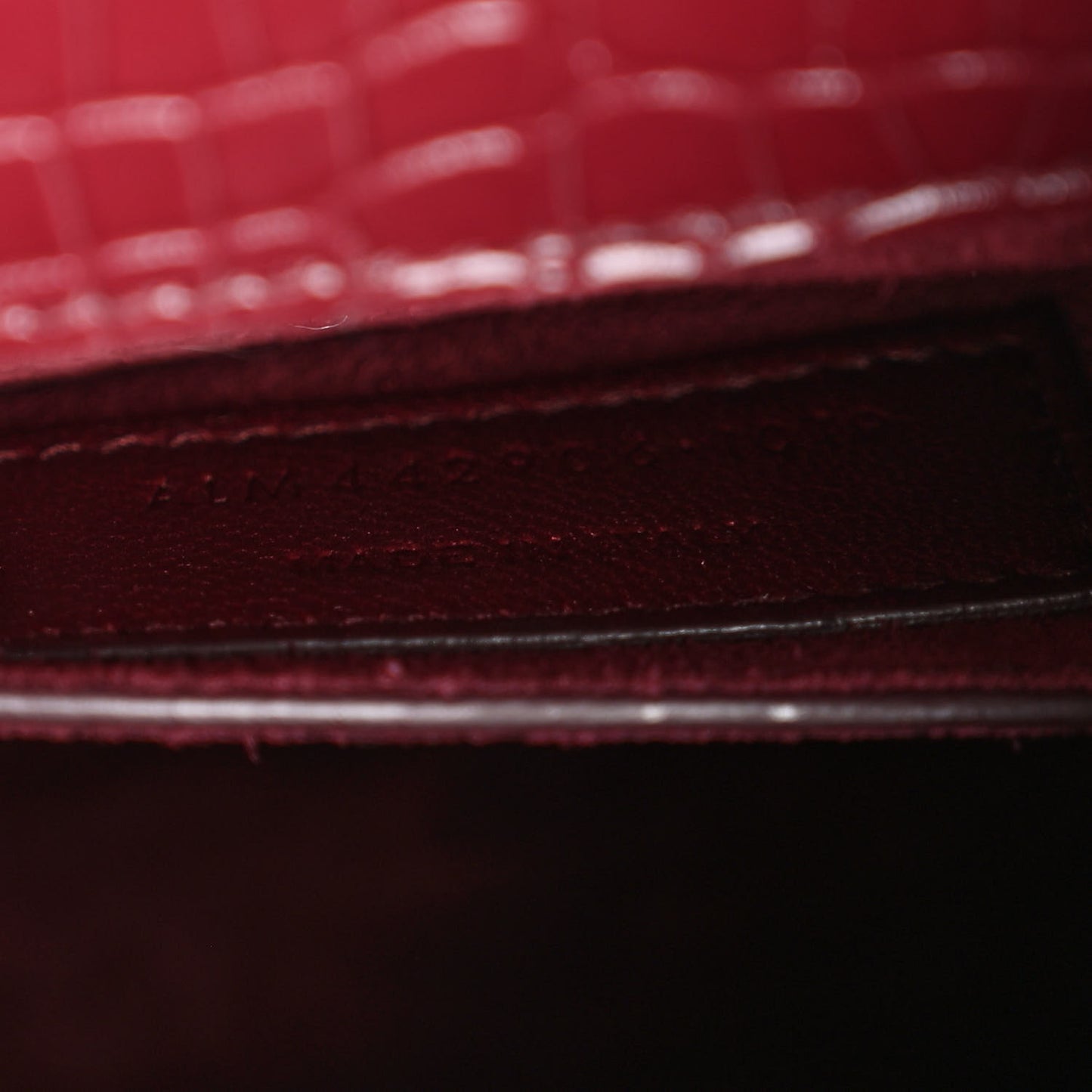 Calfskin Crocodile Embossed Medium Monogram Sunset Rouge Legion