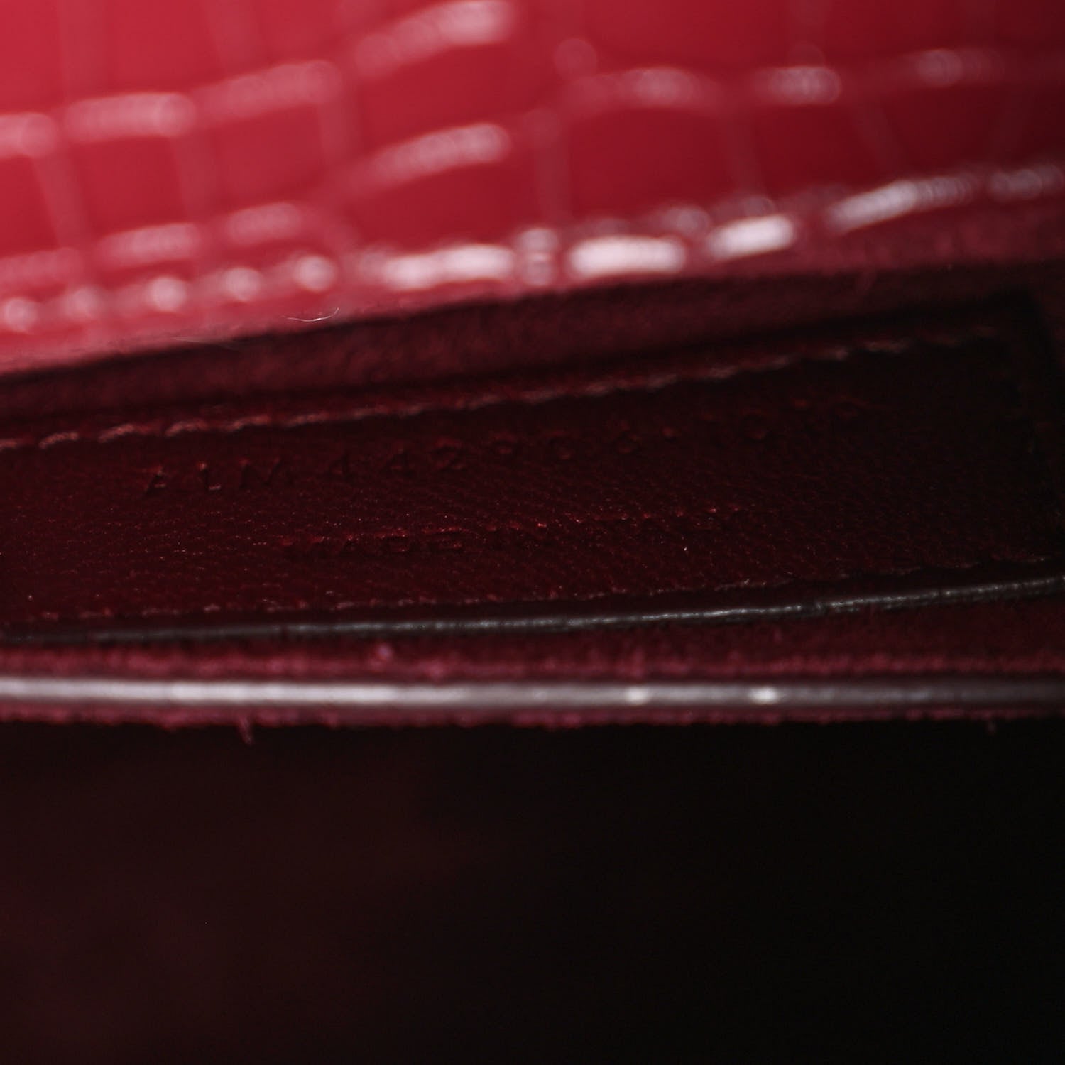 Saint Laurent Calfskin Crocodile Embossed Medium Monogram Sunset Rouge Legion 7 of 11
