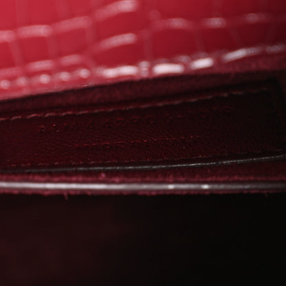 Saint Laurent Calfskin Crocodile Embossed Medium Monogram Sunset Rouge Legion 7 of 11