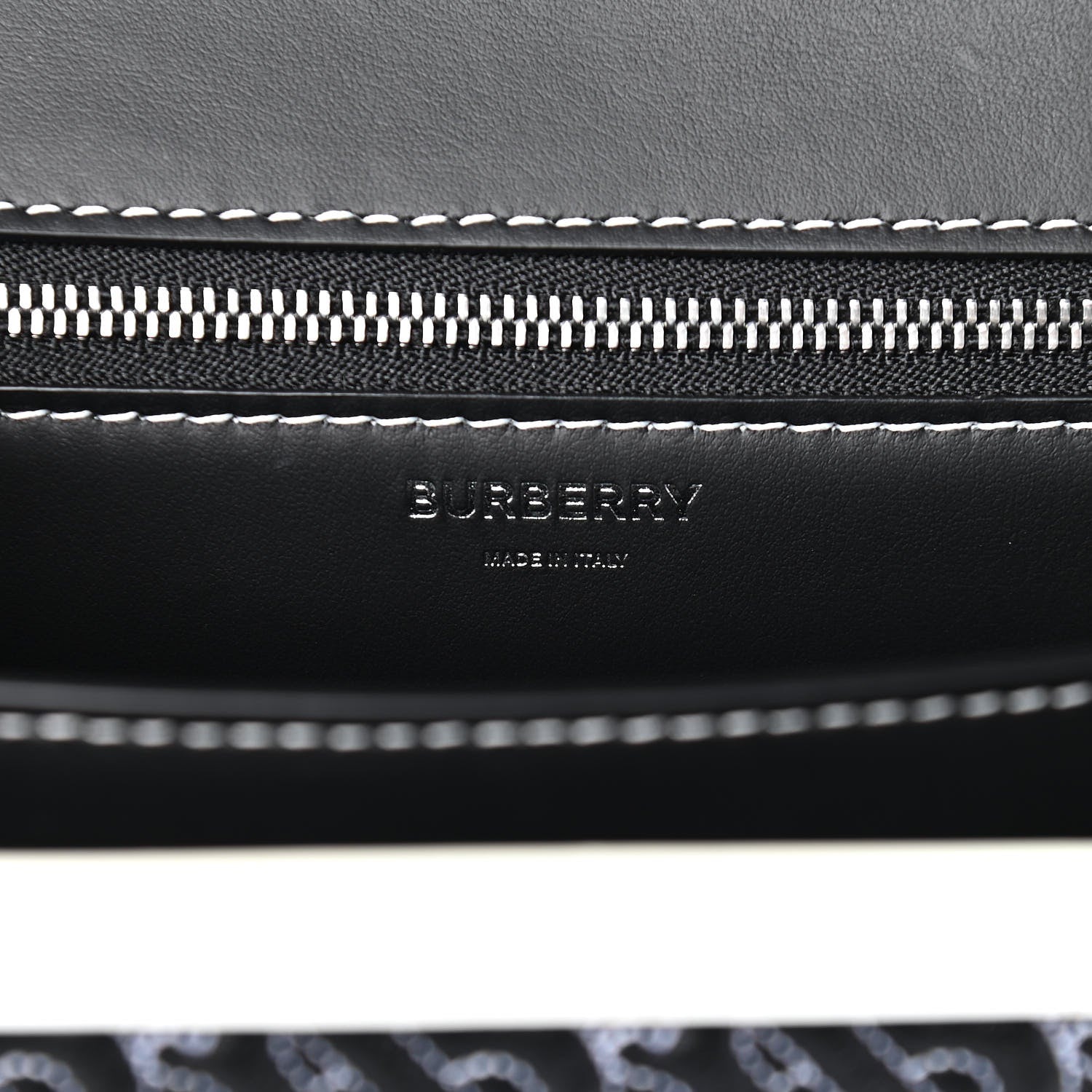Burberry Calfskin Monogram Embossed Medium TB Chain Bag Black White 5 of 9