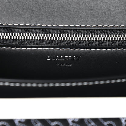 Burberry Calfskin Monogram Embossed Medium TB Chain Bag Black White 5 of 9