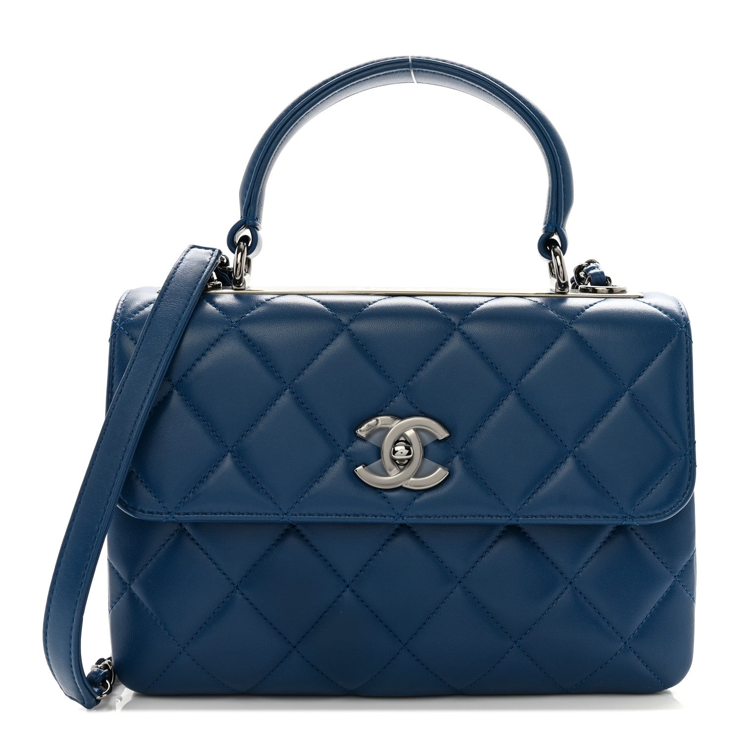 Chanel Lambskin Quilted Small Trendy CC Flap Dual Handle Bag Blue 1 of 12