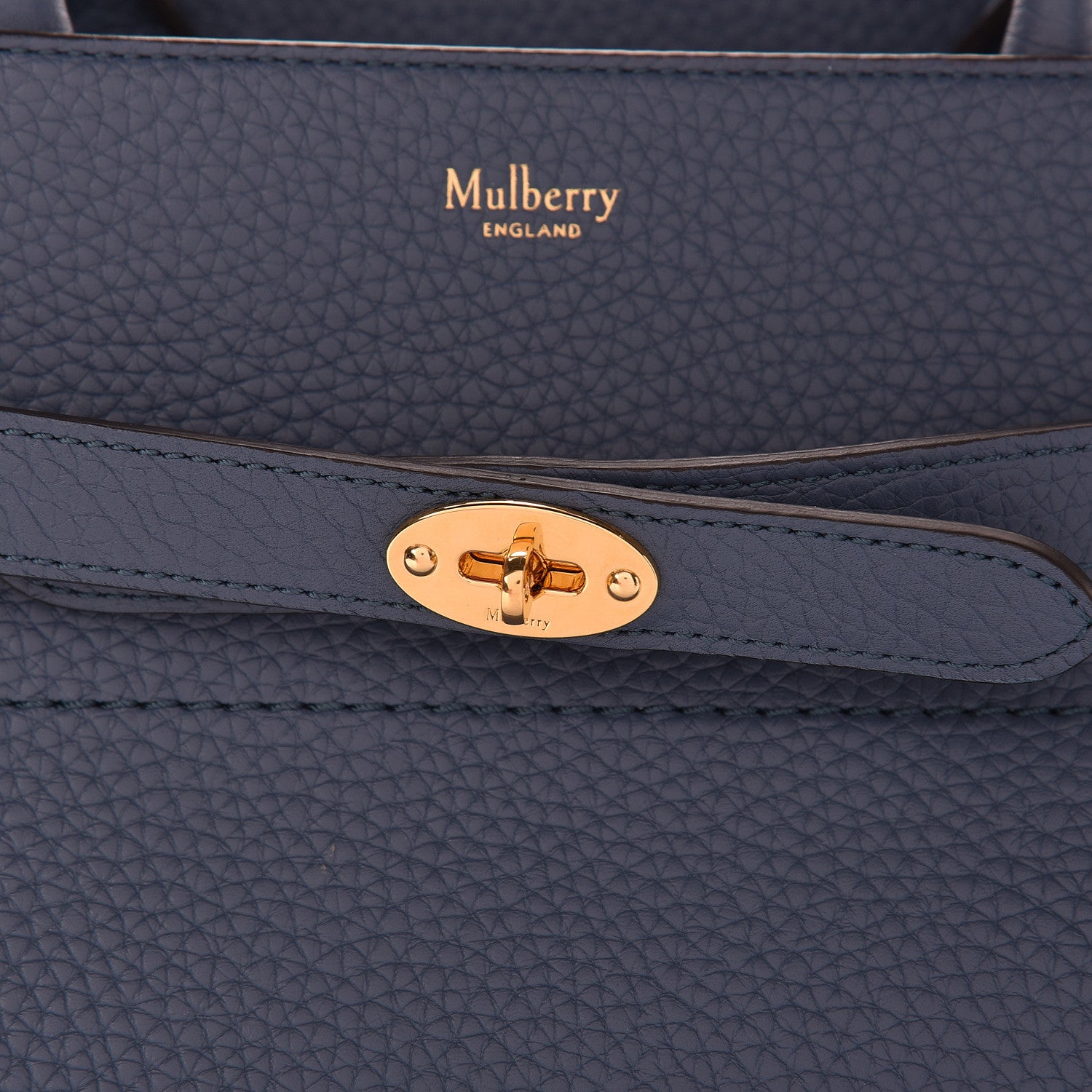 Mulberry Classic Grain Calfskin Belted Bayswater Tote Blue 9 of 10