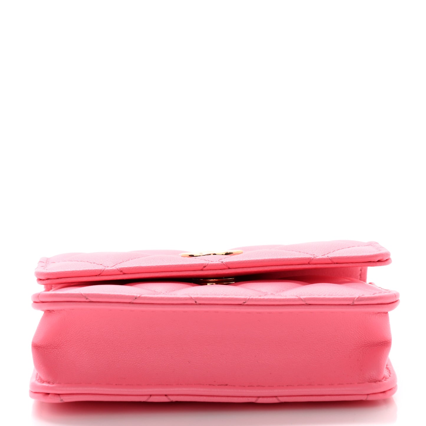 Lambskin Quilted CC Hook Card Holder Pink