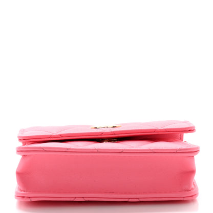 Chanel Lambskin Quilted CC Hook Card Holder Pink 9 of 10