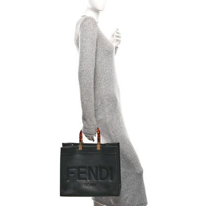 Fendi Vitello King Plexiglass Medium Fendi Sunshine Shopper Tote Black 3 of 9