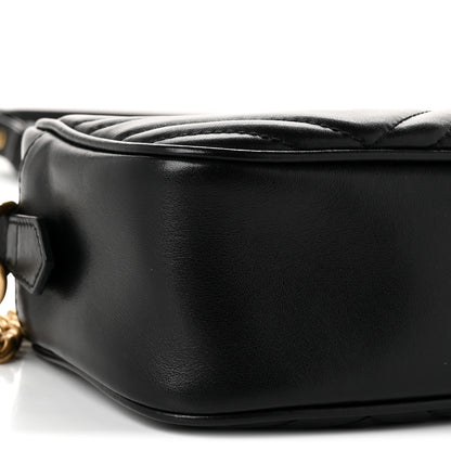 Gucci Calfskin Matelasse Small GG Marmont Chain Shoulder Bag Black 9 of 10
