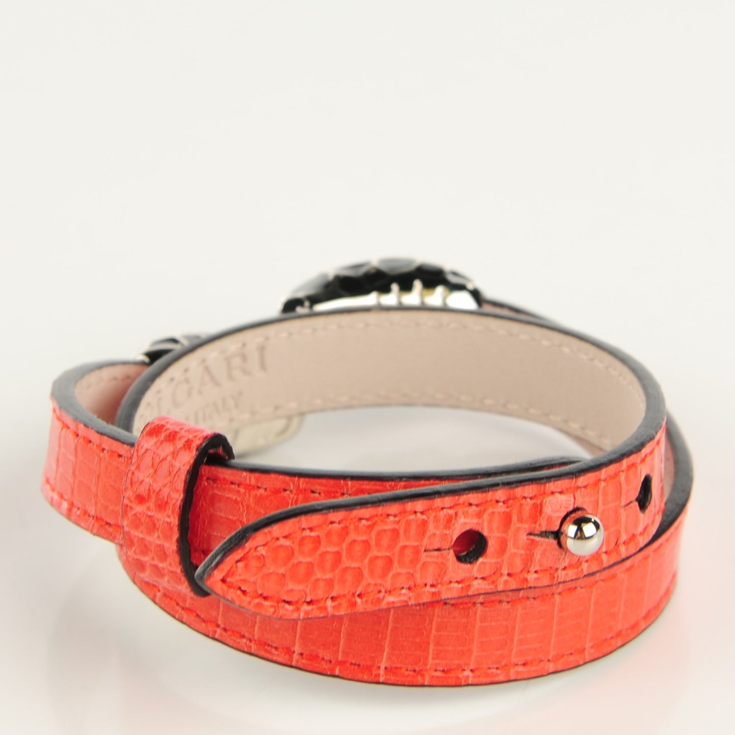 Shiny Lizard Serpenti Forever Multi-coiled Bracelet S Scarlet Red