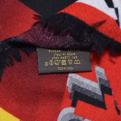 Louis Vuitton Wool Monogram Speedy Race Stole Red 4 of 6