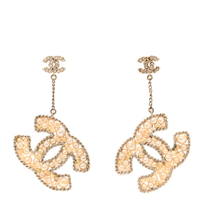 Chanel Pearl Chain Large CC Earrings Gold 1 of 5