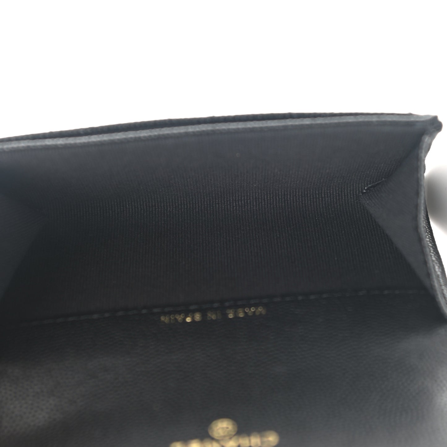 Caviar Quilted Enamel Coco Casino Flap Card Holder Wallet Black