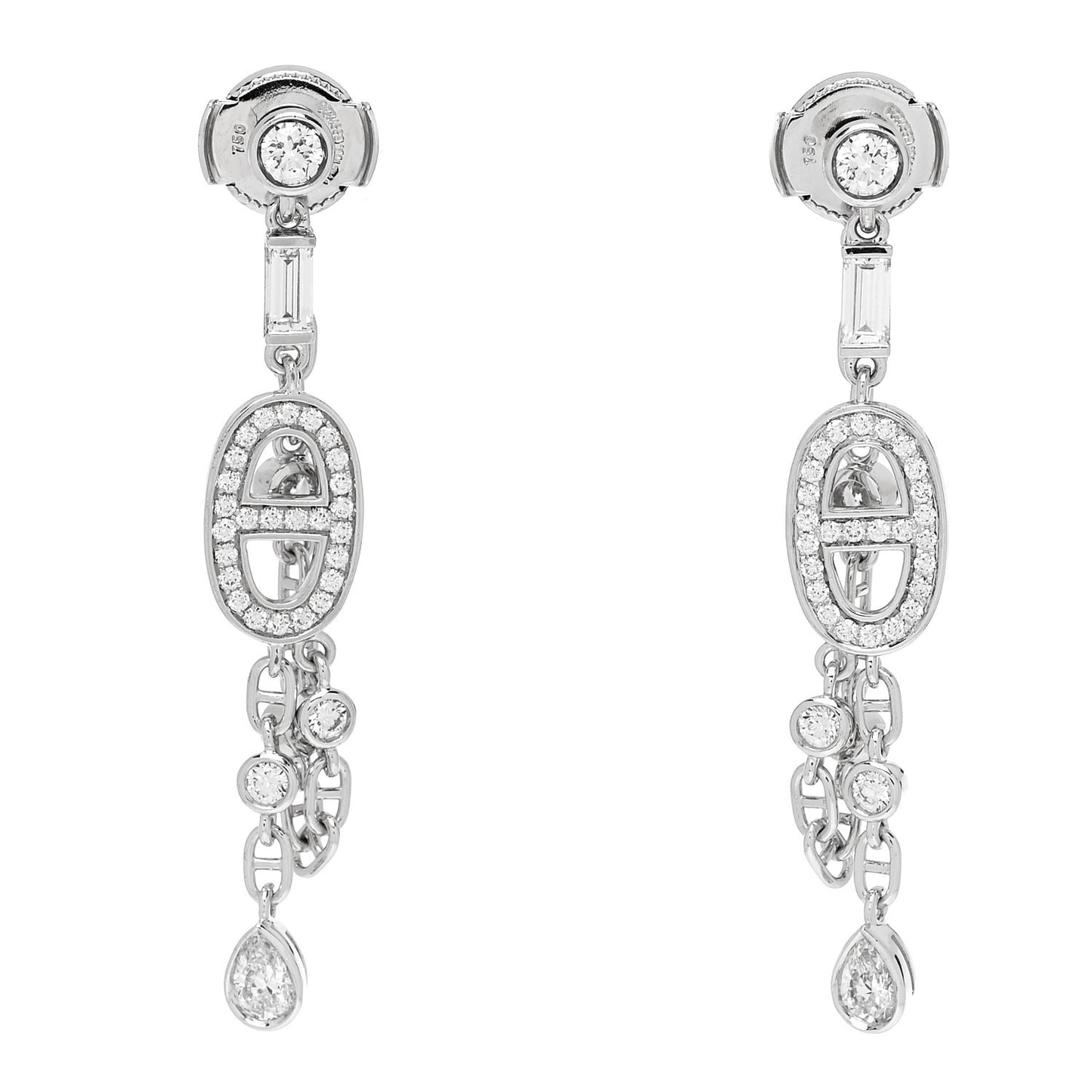 18K White Gold Diamond Chaine D'Ancre Chaos Fancy Earrings