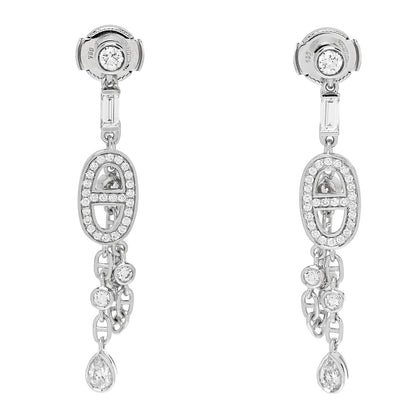 Hermes 18K White Gold Diamond Chaine D'Ancre Chaos Fancy Earrings 1 of 5